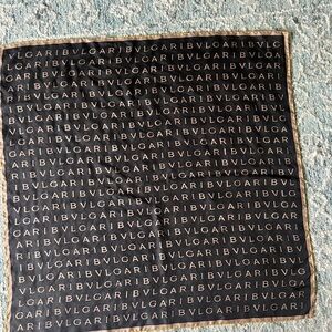 BVLGARI Black Silk Logo Scarf Square Monogram Designer Luxury Scarf